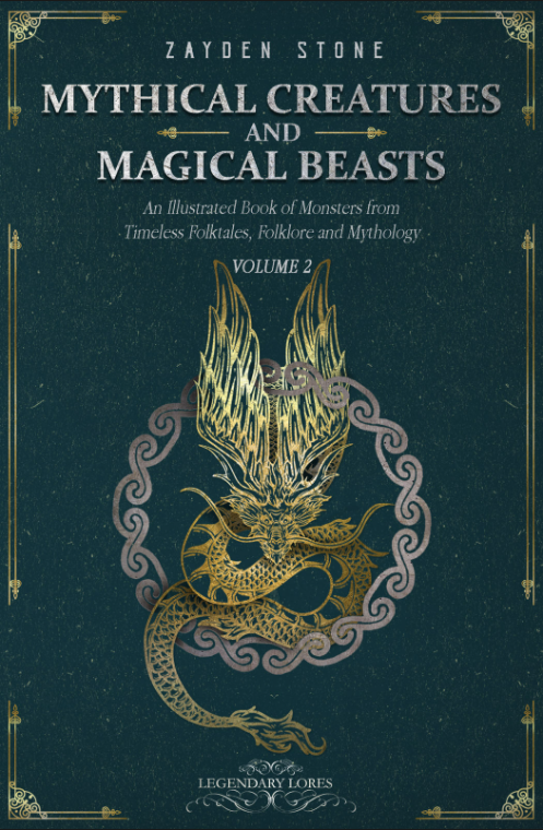 Book Cover Mythical Creatures and Magical Beasts, volume 2, by Zayden Stone, winged serpent design.