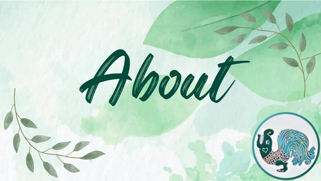 "About" in brush script on a green, leafy background. Makara logo in bottom right.